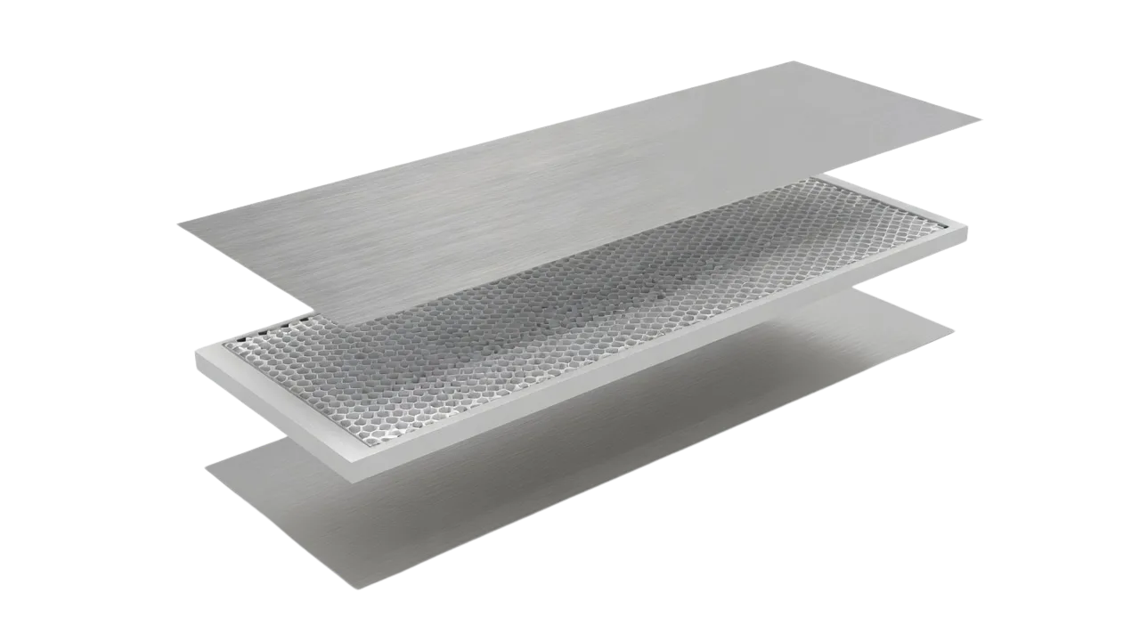 Bề mặt inox 304 - Lõi nhôm tổ ong - Viền dày ổn định