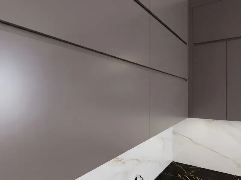 Chi Tiết Mặt Tủ Inox Cánh Melamine - Gia Đình Anh Đức