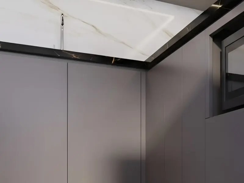 Chi Tiết Tích Hợp Lò Vi Sóng Tủ Bếp Melamine - Gia Đình Anh Đức