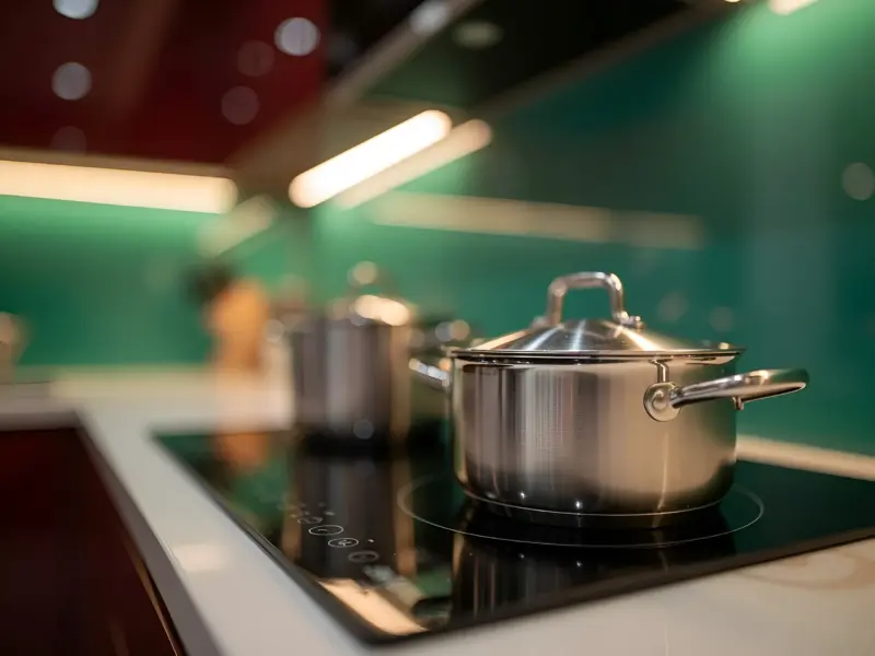 Chi tiết bếp từ và nồi inox tại nhà chị Giang ở Đan Phượng, Hà Nội