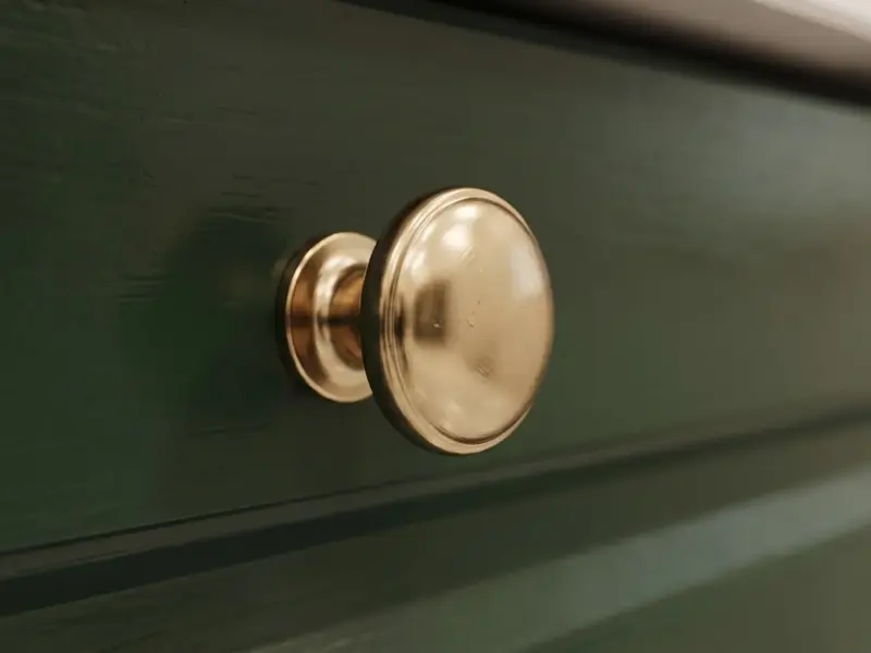 Góc Cận Cảnh Tay Nắm Vàng Thiết kế Tủ bếp Inox 304 Cánh gỗ HDF chống ẩm sơn Inchem - Anh Như - Ba Đình, Hà Nội