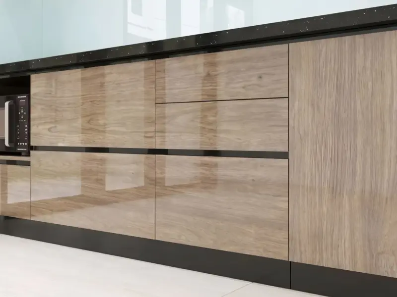 Góc Cận Cảnh Tủ Dưới Acrylic Thiết kế Tủ Bếp Inox 304 Cánh Acrylic Bóng Gương Chị Hoa - Hai Bà Trưng, Hà Nội