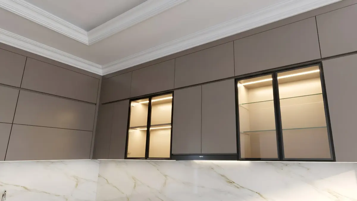 Tủ Trên Inox Cánh Melamine & Trần Chỉ - Gia Đình Anh Đức