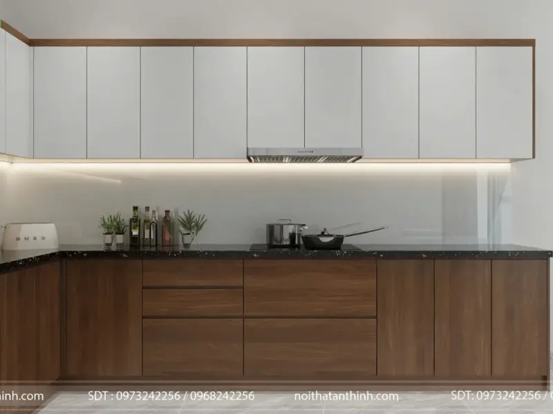 Tủ bếp chữ L Anh Dương tại Dược Thượng, Sóc Sơn
