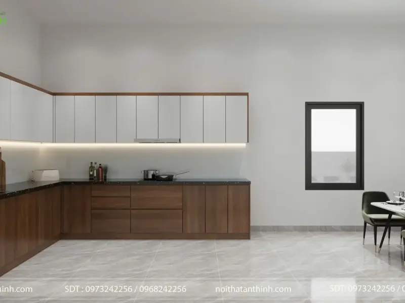 Tủ bếp chữ L Anh Dương tại Dược Thượng, Sóc Sơn