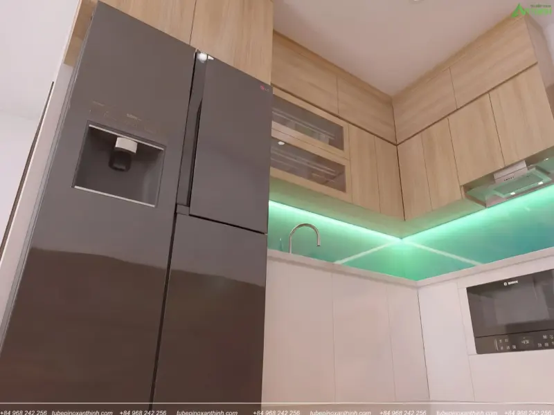 Chi tiết không gian bếp chữ L Melamine Cho Gia Đình Chị Diễm Tại Hoàng Mai, Hà Nội