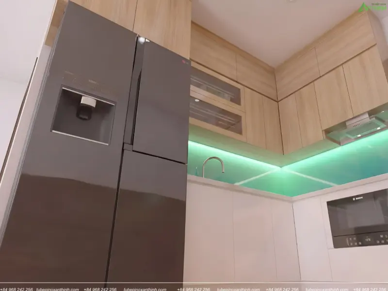Góc nhìn cận tủ lạnh và hệ tủ trên Cho Gia Đình Chị Diễm Tại Hoàng Mai, Hà Nội