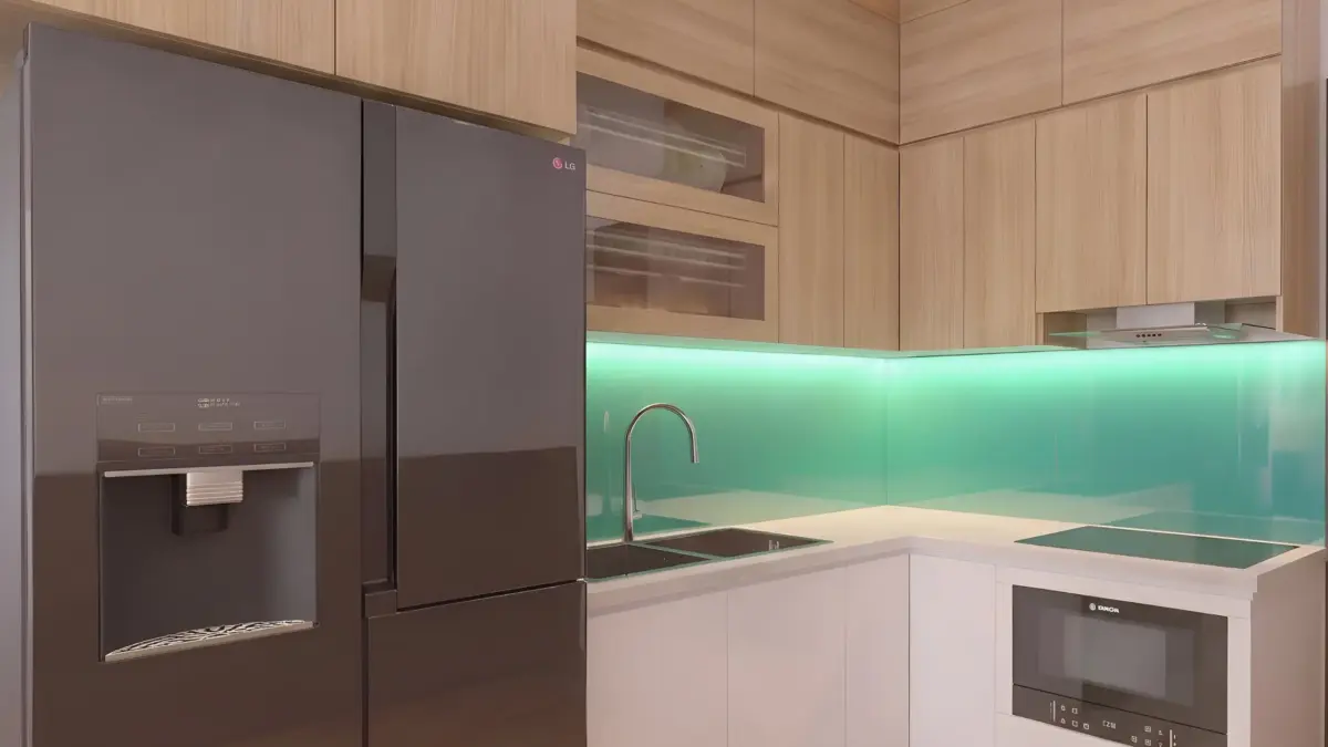 Góc rộng tủ bếp Inox 304 Melamine Cho Gia Đình Chị Diễm Tại Hoàng Mai, Hà Nội