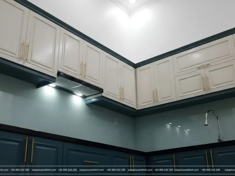 Góc thấp hệ tủ trên HDF sơn Inchem Nhà Em Vân Tại Hà Đông, Hà Nội