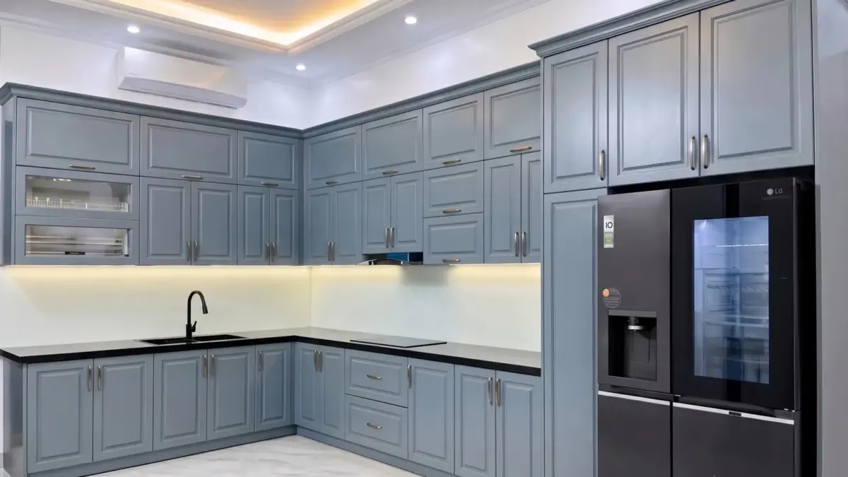 Không gian bếp hoàn thiện Nhà Chú Thiện tại Quốc Oai, Hà Nội