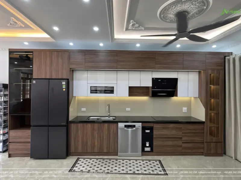 Thiết kế và thi công Tủ Bếp Cánh Gỗ Plywood Phủ Acrylic tại nhà Anh Thắng ở Ba Đình, Hà Nội
