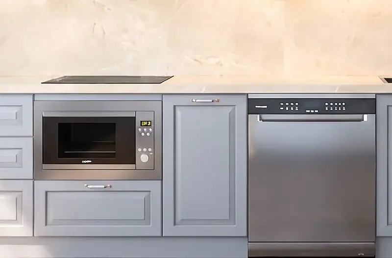 Tủ bếp dưới cánh gỗ HDF chống ẩm sơn Inchem màu xám