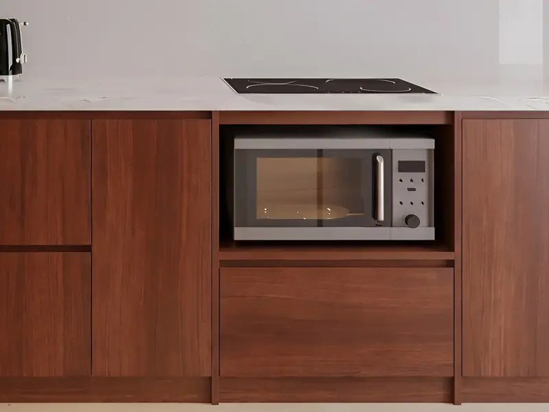 Tủ bếp dưới cánh gỗ MDF chống ẩm phủ Melamine màu vân gỗ óc chó