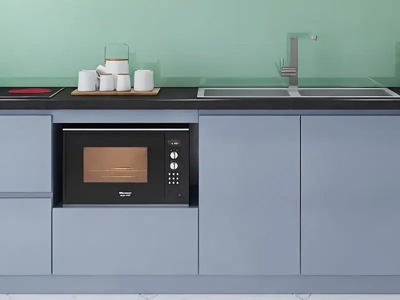 Tủ bếp dưới cánh gỗ nhựa chống nước phủ Melamine màu xanh xám