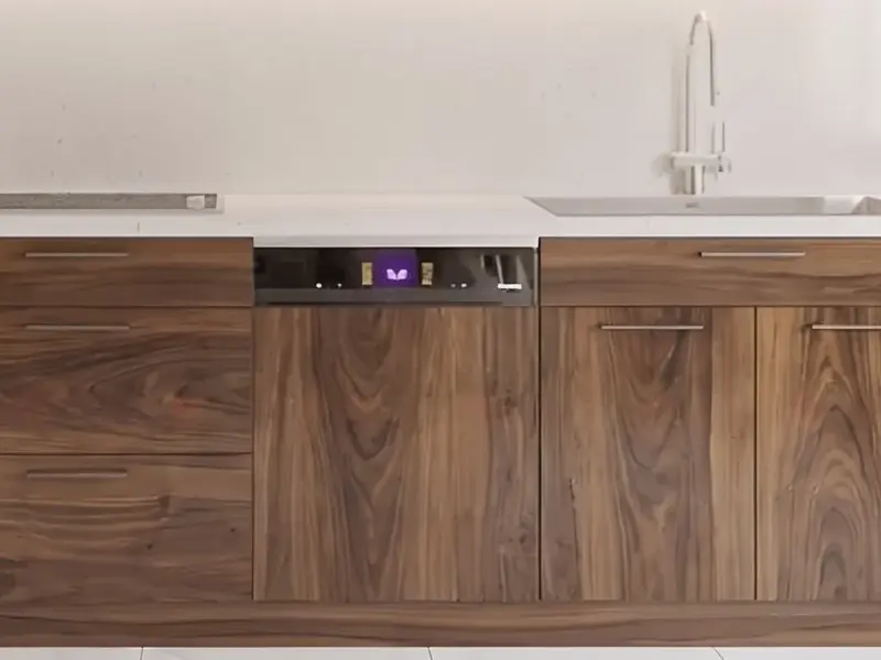 Tủ bếp dưới cánh gỗ tự nhiên Óc chó màu nâu óc chó