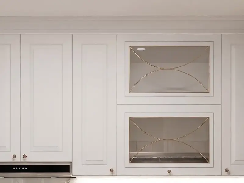 Tủ bếp trên cánh gỗ HDF chống ẩm sơn Inchem màu trắng - xanh rêu