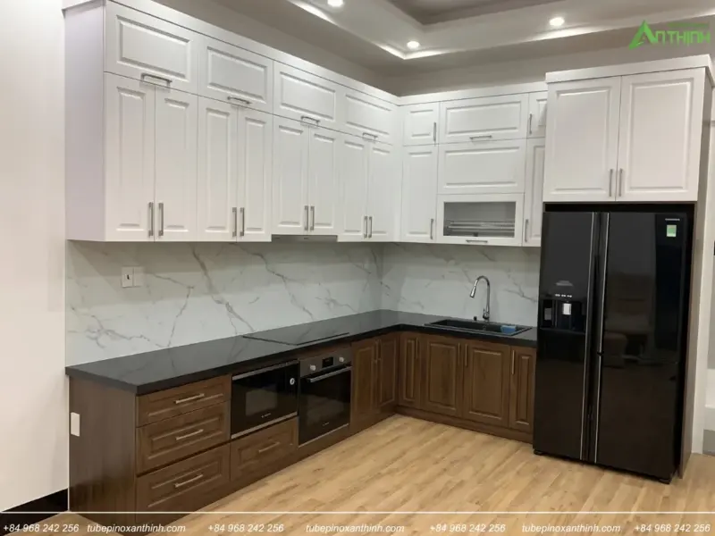 Thiết Kế Hệ Tủ Kết Hợp Cánh HDF Sơn Inchem Và Cánh Gỗ Óc Chó Cho Gia Đình Chị Dung Tại Ba Đình, Hà Nội