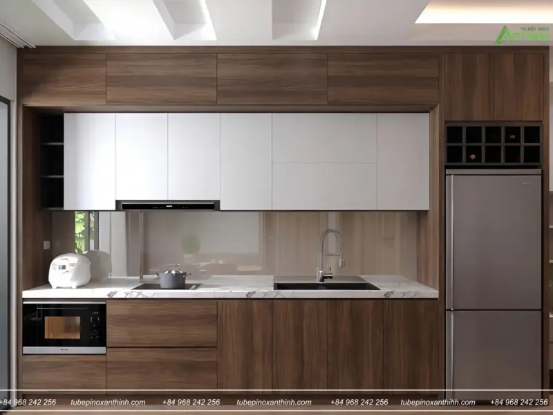 Tủ Bếp Inox Cánh Gỗ MDF Chống Ẩm Phủ Melamine: Cẩm Nang Chọn Tủ Bếp Phù Hợp