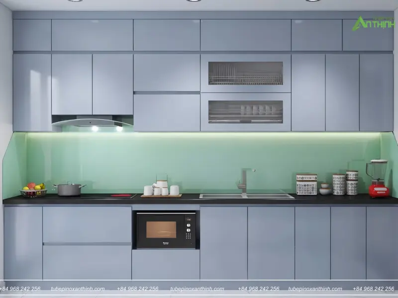 Tủ Bếp Inox Cánh Gỗ Nhựa Phủ Melamine – Giải Pháp Tối Ưu Cho Khí Hậu Việt Nam